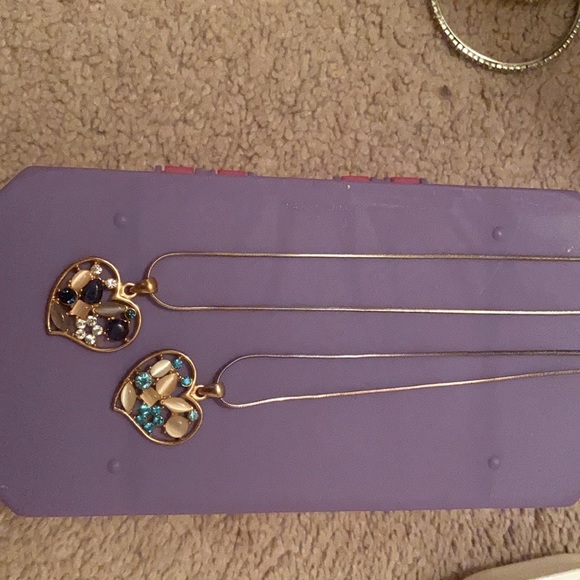 2 blue and gold heart necklaces - Picture 2 of 2